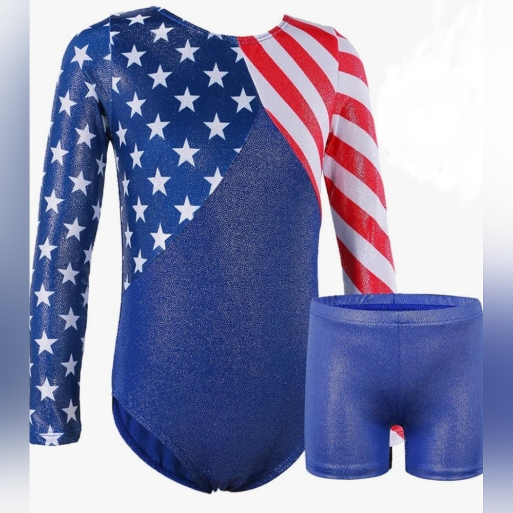 Leotards for Girls Gymnastics  Girls Patriotic Sparkle Red Blue  Dancewear